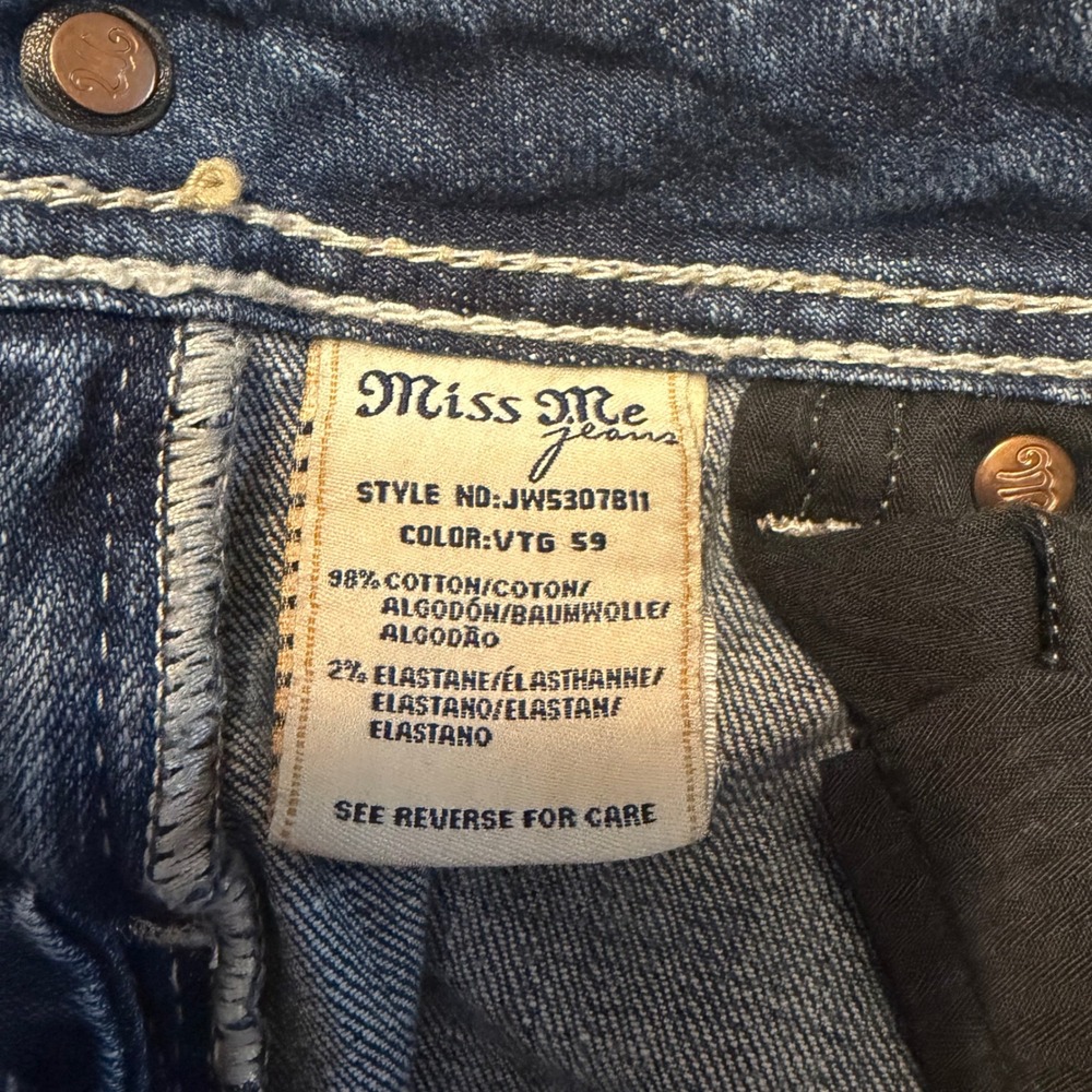 Miss Me Y2K Womens Bootcut Jeans Size 26 Medium Wash Blingy Low Rise Embellished - Picture 11 of 12